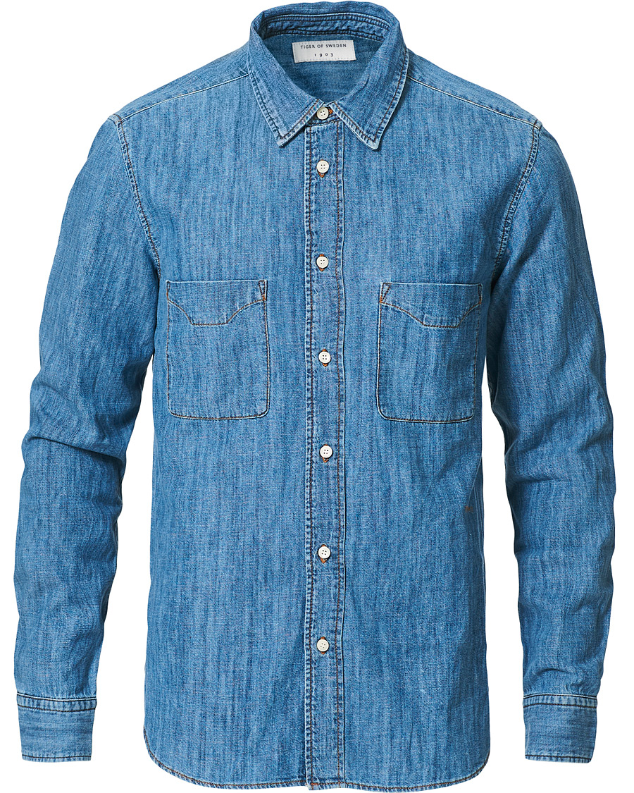 Herre | Skjorter | Tiger of Sweden | Benjad Denim Shirt Light Blue