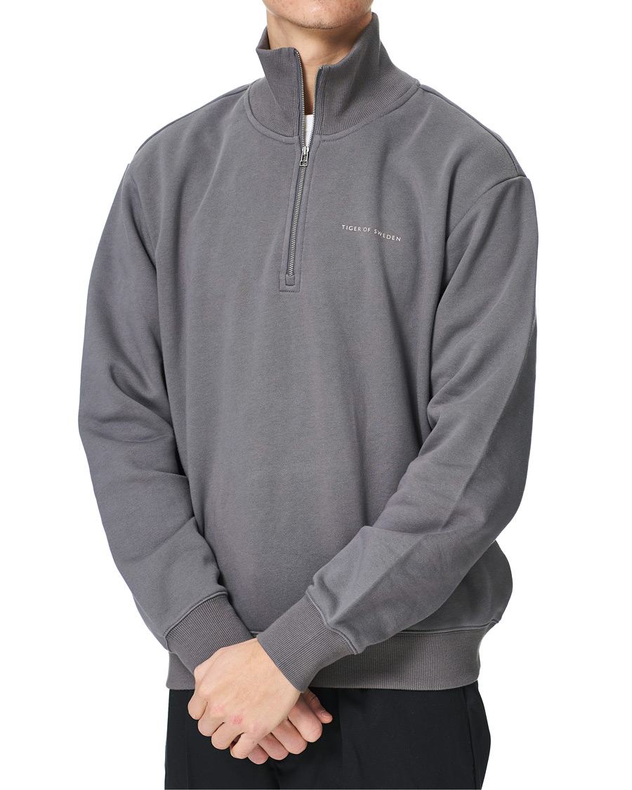 Herre | Gensere | Tiger of Sweden | Marlon Half Zip Sweater Stone Grey