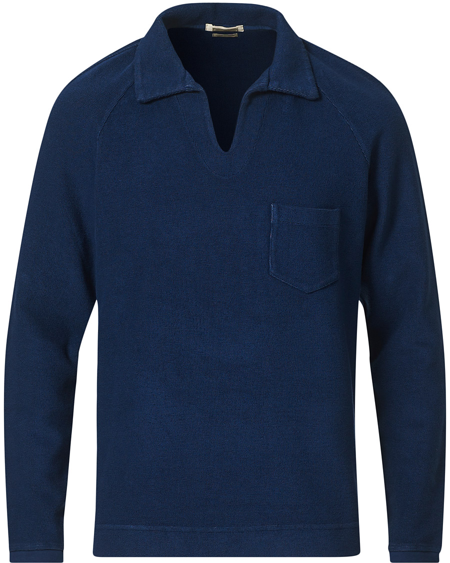 Herre | Gensere | Massimo Alba | Japanese Terry Long Sleeve Polo Navy
