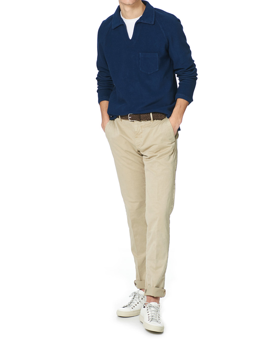 Herre | Gensere | Massimo Alba | Japanese Terry Long Sleeve Polo Navy