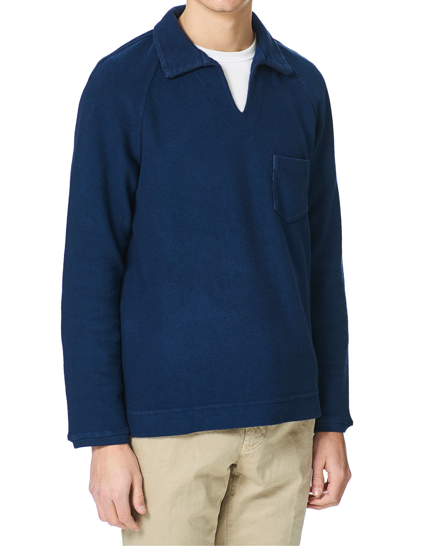 Herre | Gensere | Massimo Alba | Japanese Terry Long Sleeve Polo Navy