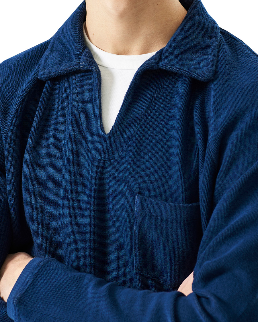 Herre | Gensere | Massimo Alba | Japanese Terry Long Sleeve Polo Navy