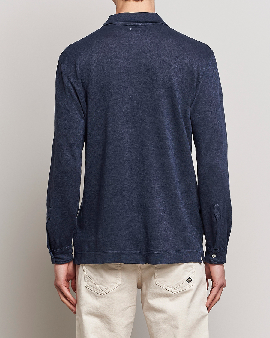 Herre | Gensere | Massimo Alba | Raya Long Sleeve Linen Polo Navy