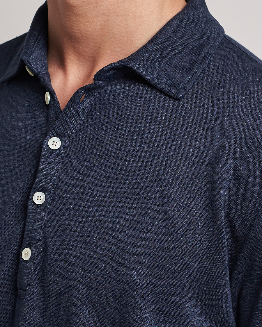 Herre | Gensere | Massimo Alba | Raya Long Sleeve Linen Polo Navy