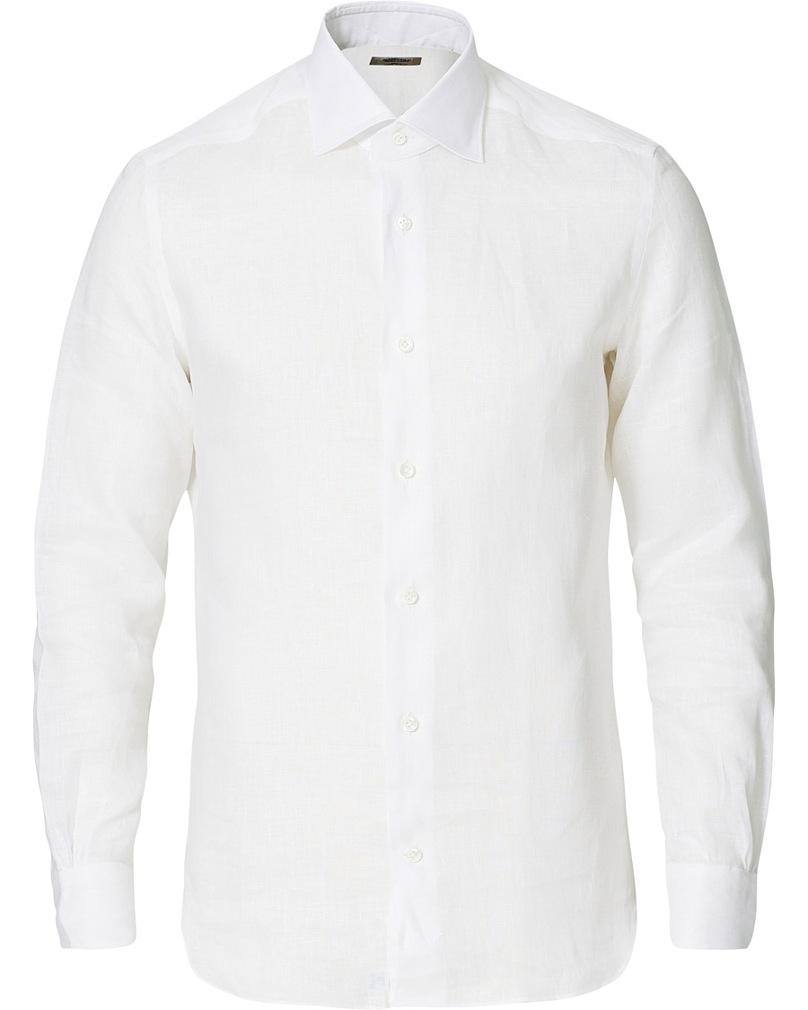 Herre | Skjorter | Mazzarelli | Soft Linen Shirt White