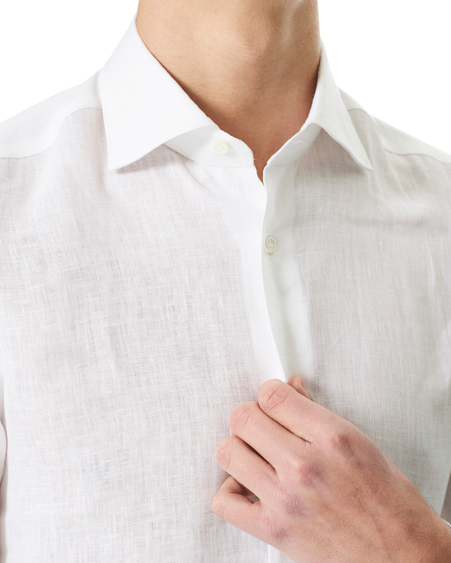 Herre | Skjorter | Mazzarelli | Soft Linen Shirt White