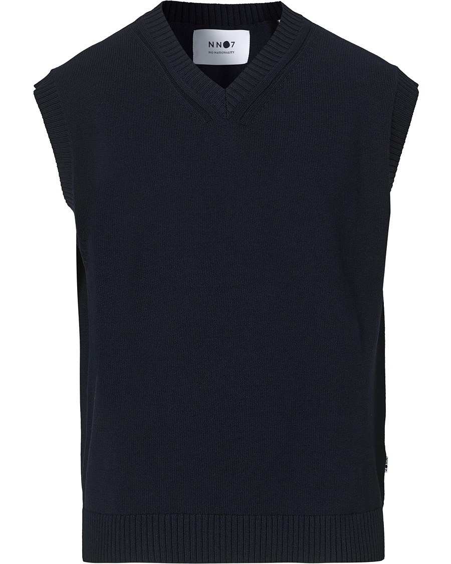 Herre | Gensere | NN07 | Cotton Knitted V-Neck Vest Navy