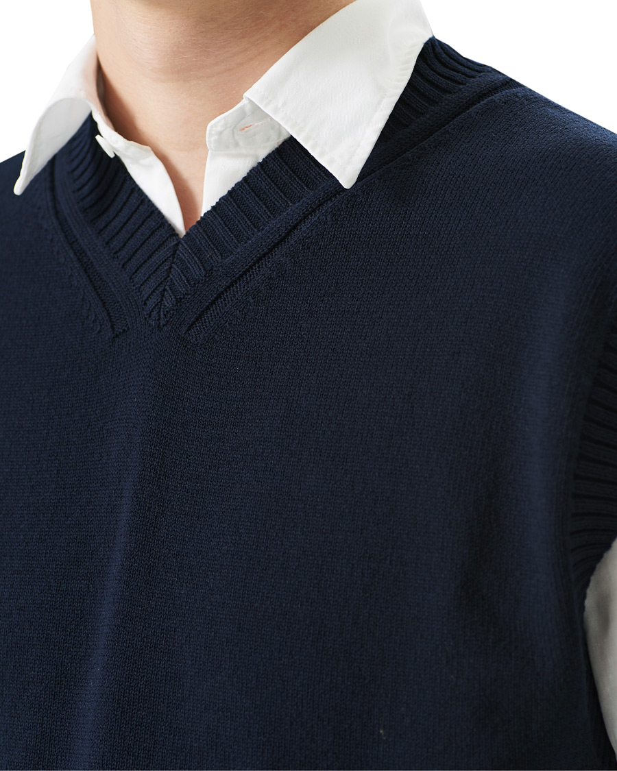 Herre | Gensere | NN07 | Cotton Knitted V-Neck Vest Navy
