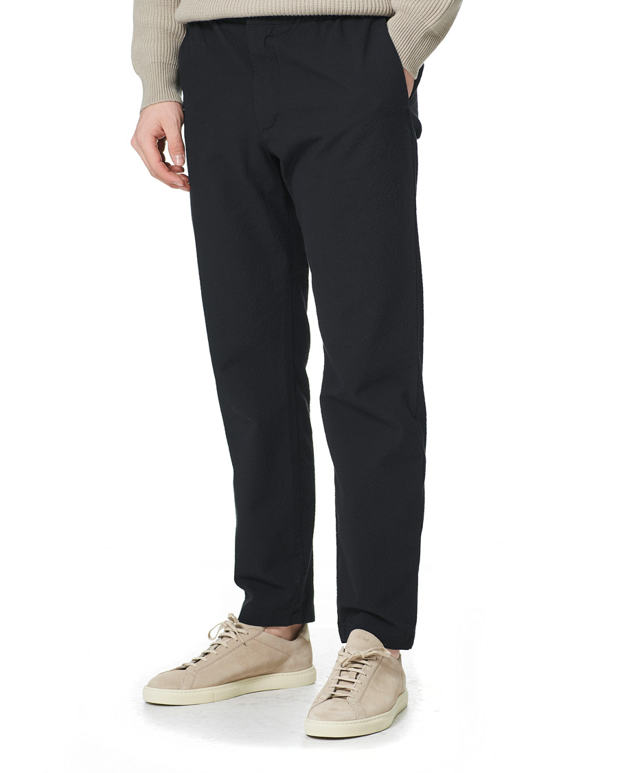 Herre | Bukser | NN07 | Foss Seersucker Drawstring Pants Black
