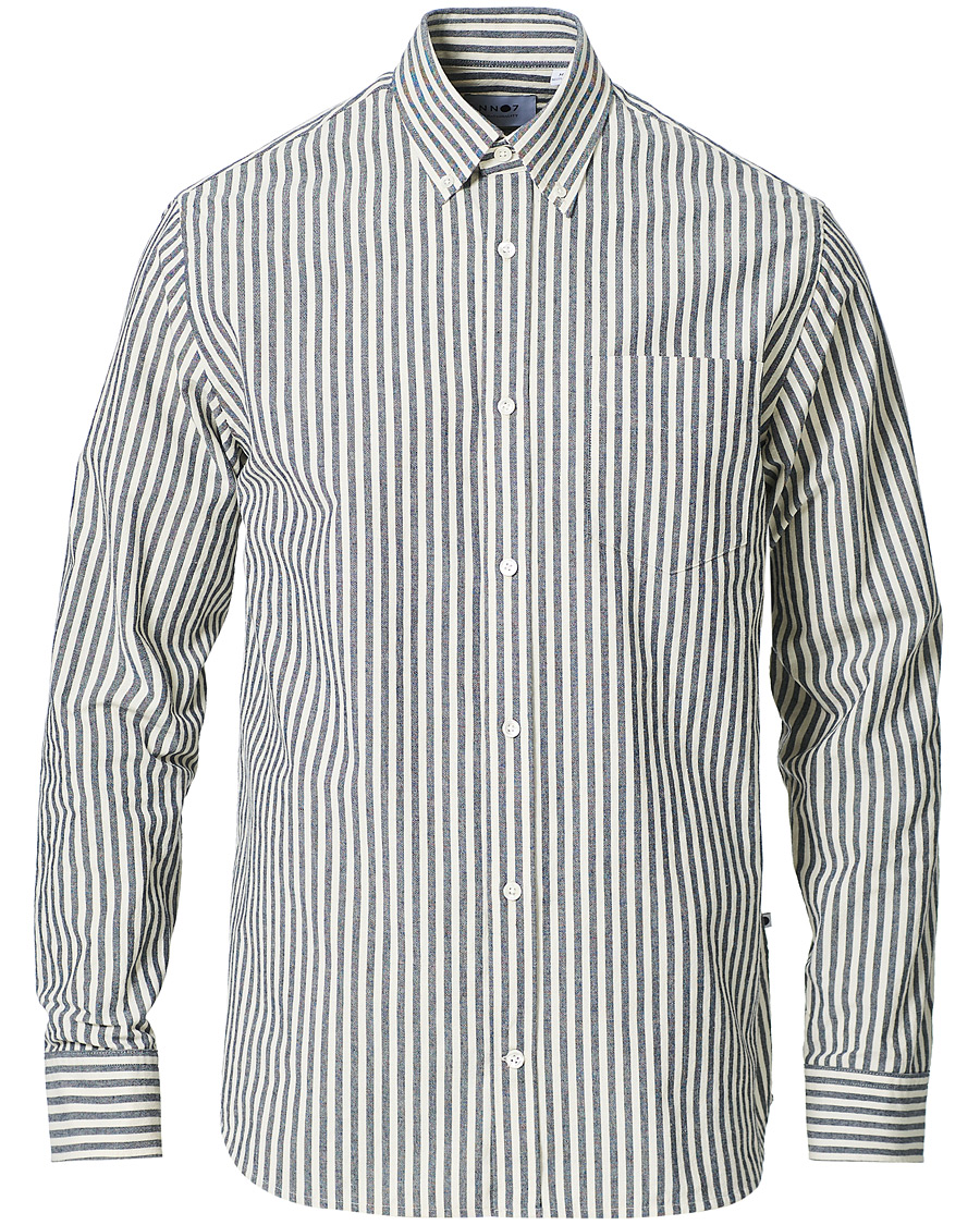 Herre | Skjorter | NN07 | Levon Button Down Seersucker Shirt Blue/White
