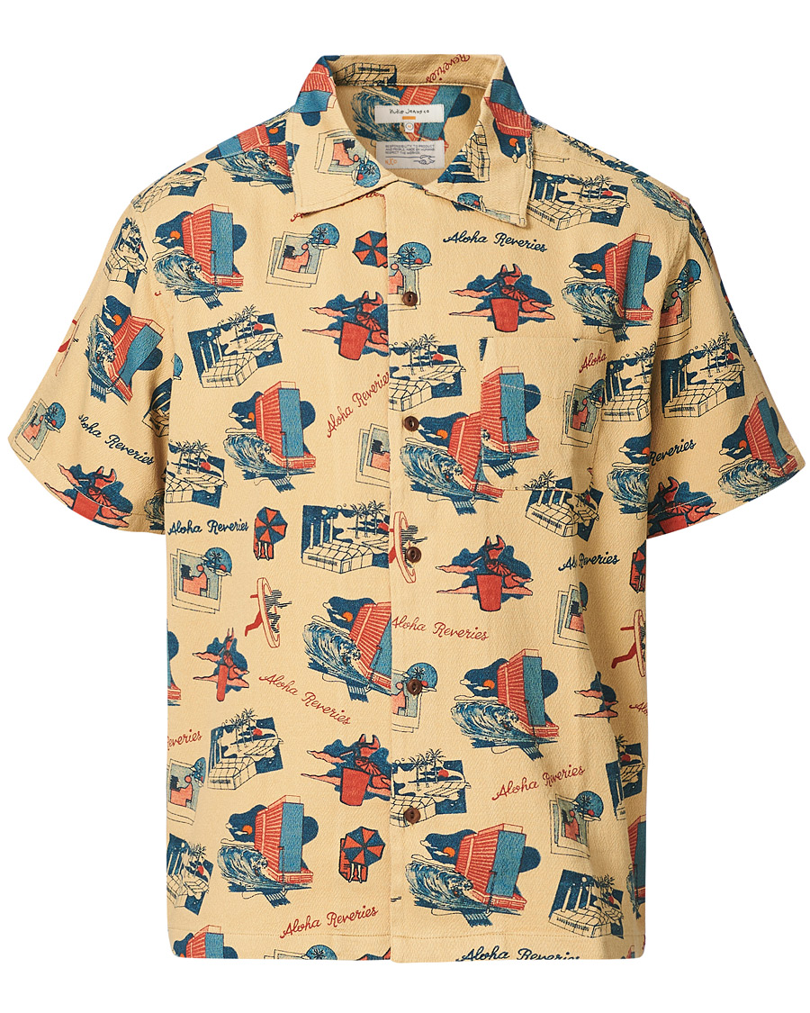 Herre | Skjorter | Nudie Jeans | Aron Printed Short Sleeve Shirt Faded Sun