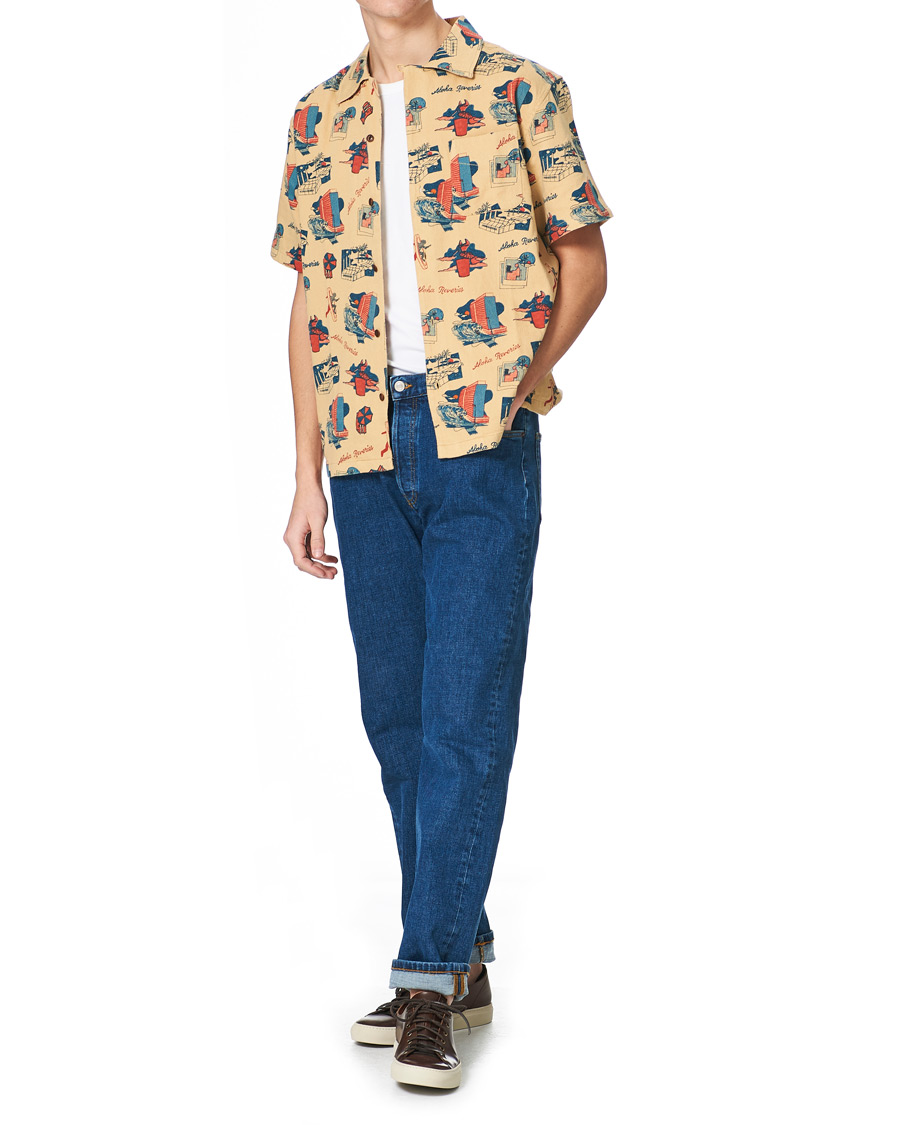 Herre | Skjorter | Nudie Jeans | Aron Printed Short Sleeve Shirt Faded Sun