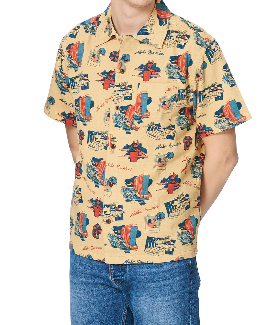 Herre | Skjorter | Nudie Jeans | Aron Printed Short Sleeve Shirt Faded Sun
