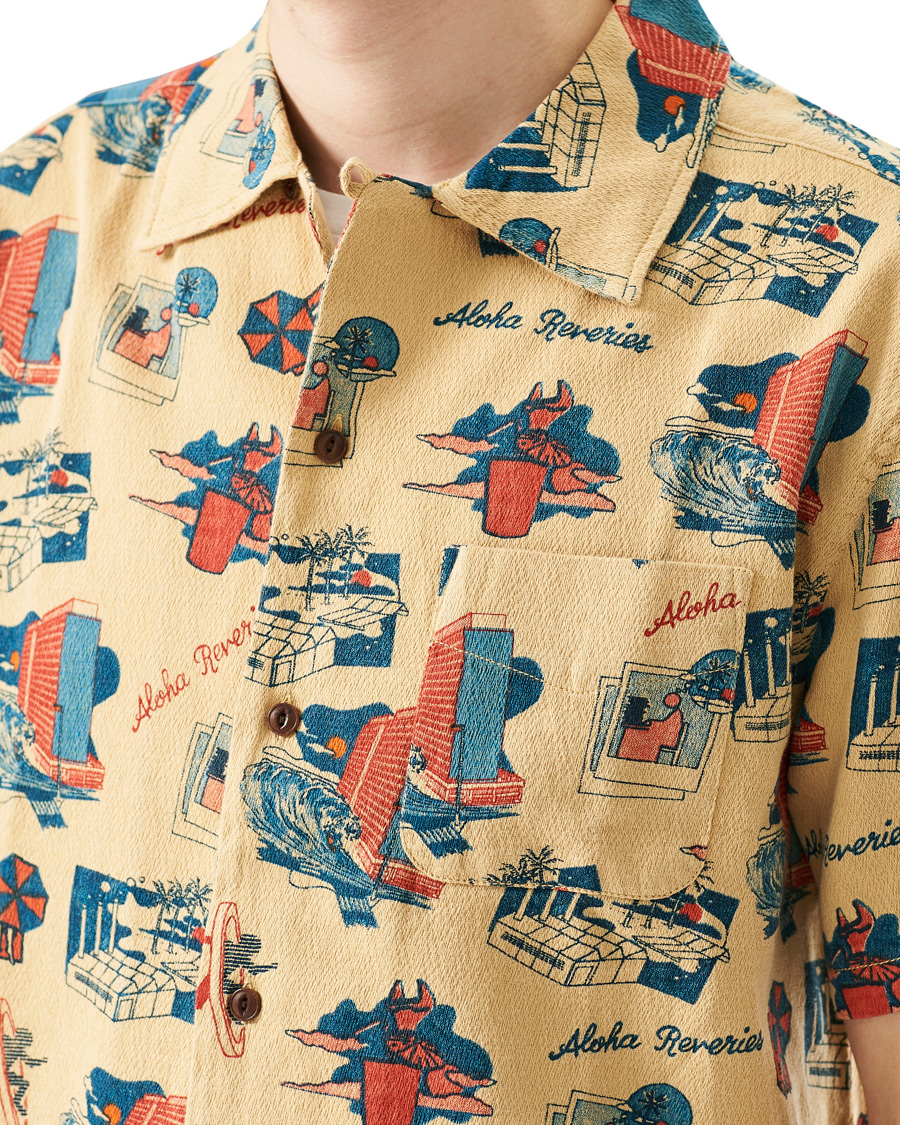 Herre | Skjorter | Nudie Jeans | Aron Printed Short Sleeve Shirt Faded Sun