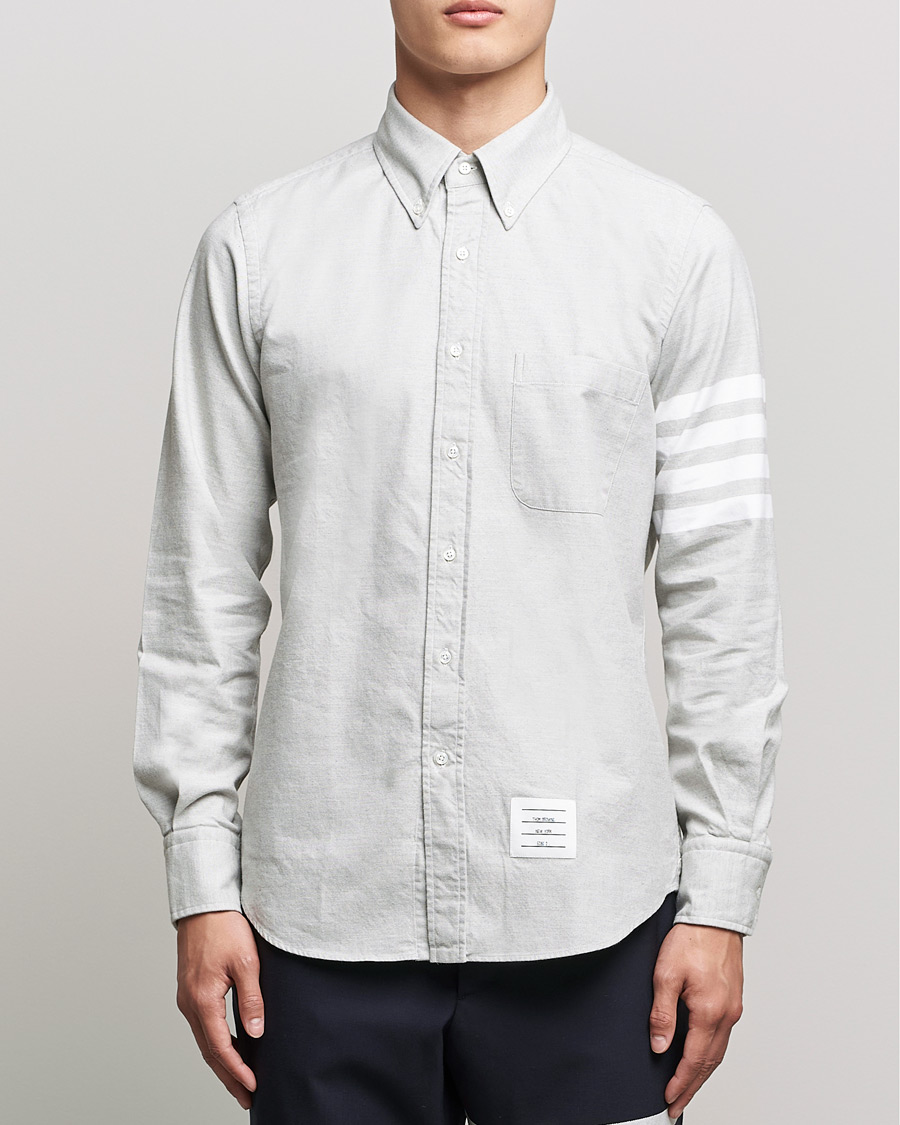 Herre | Contemporary Creators | Thom Browne | 4 Bar Flannel Shirt Light Grey