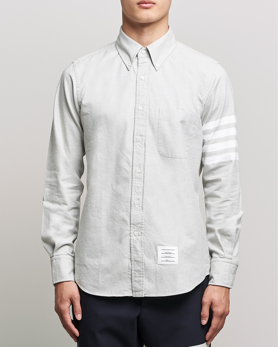 Herre | Skjorter | Thom Browne | 4 Bar Flannel Shirt Light Grey
