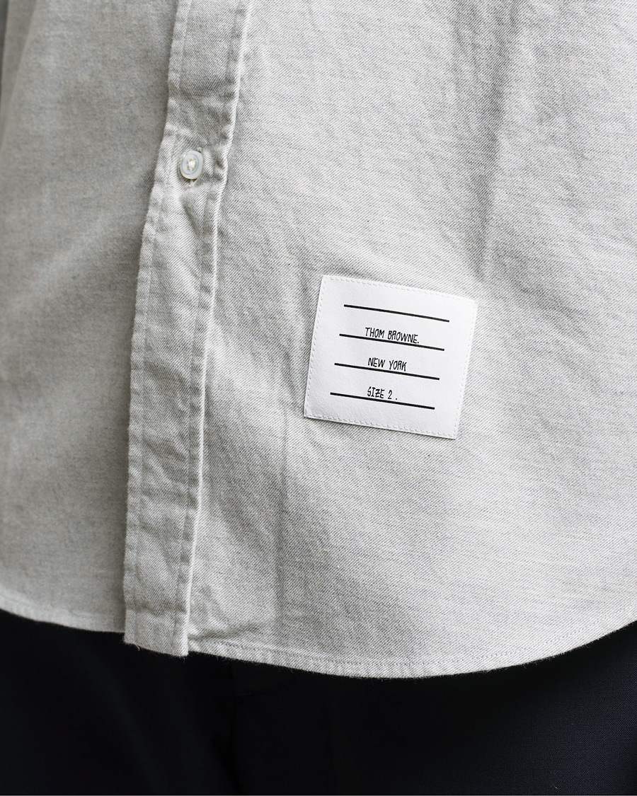 Herre | Skjorter | Thom Browne | 4 Bar Flannel Shirt Light Grey