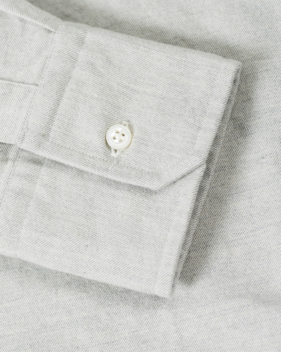 Herre | Skjorter | Thom Browne | 4 Bar Flannel Shirt Light Grey