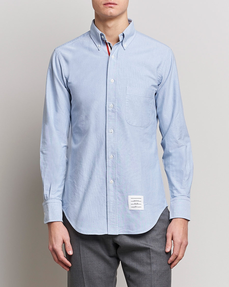 Herre |  | Thom Browne | Grosgrain Placket Oxford Shirt Light Blue