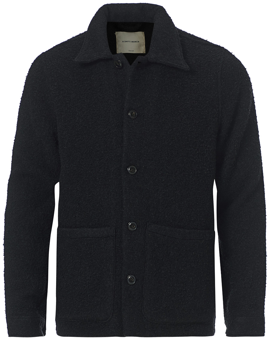 Herre | Skjorter | A Day's March | Rugged Wool Overshirt Charcoal