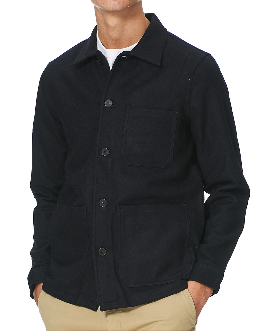 Herre | Skjorter | A Day's March | Original Wool Overshirt Navy
