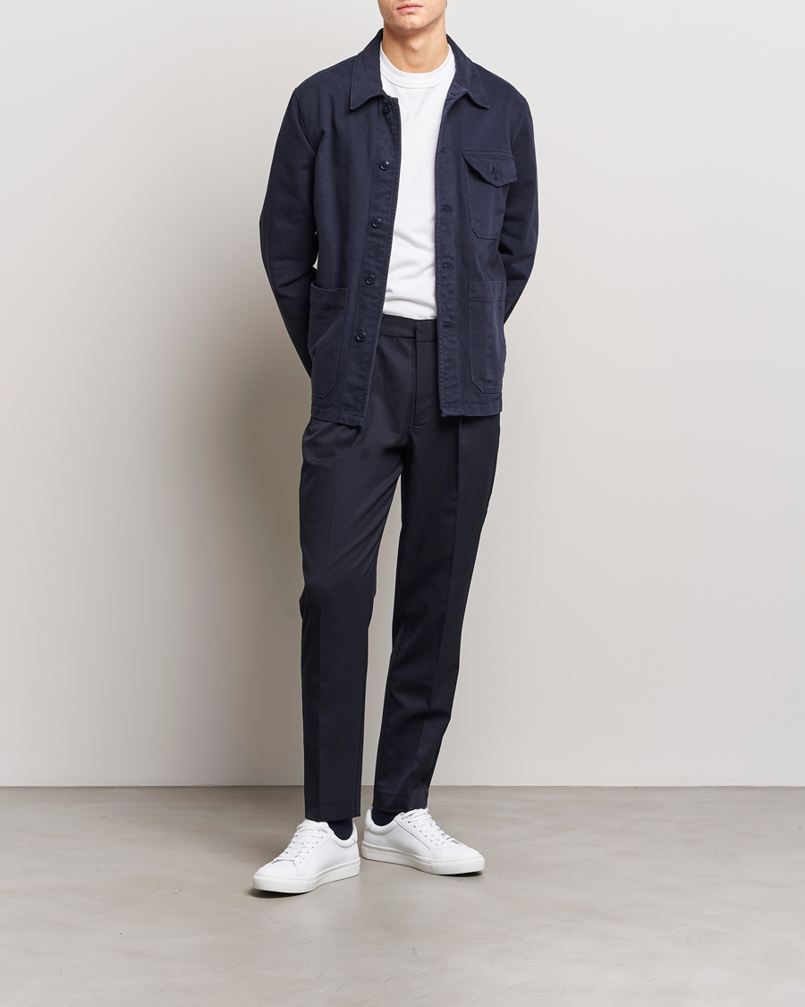 Herre | Skjorter | A Day's March | Patch Pocket Sturdy Twill Overshirt Navy