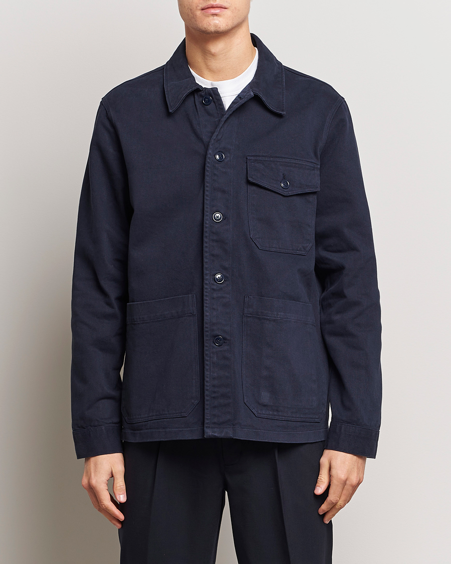Herre | Avdelinger | A Day's March | Patch Pocket Sturdy Twill Overshirt Navy
