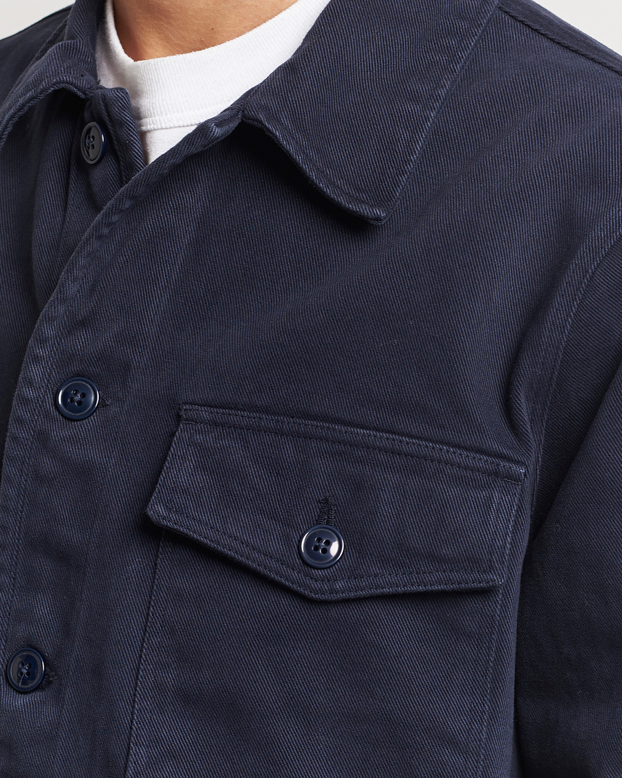 Herre | Skjorter | A Day's March | Patch Pocket Sturdy Twill Overshirt Navy