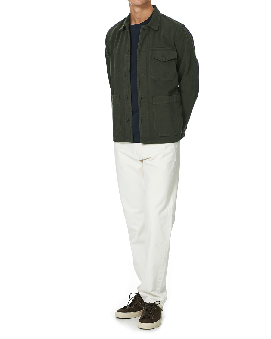 Herre | Skjorter | A Day's March | Sturdy Twill Patch Pocket Overshirt Forest