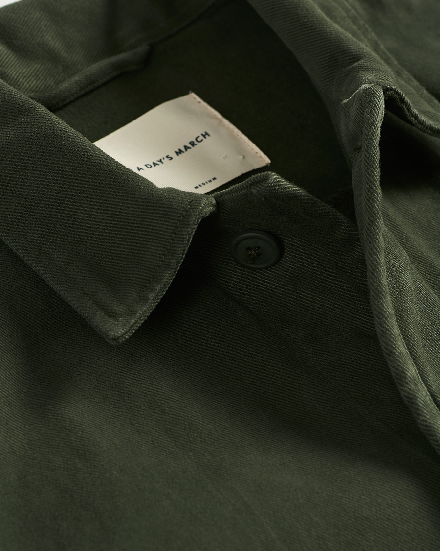 Herre | Skjorter | A Day's March | Sturdy Twill Patch Pocket Overshirt Forest