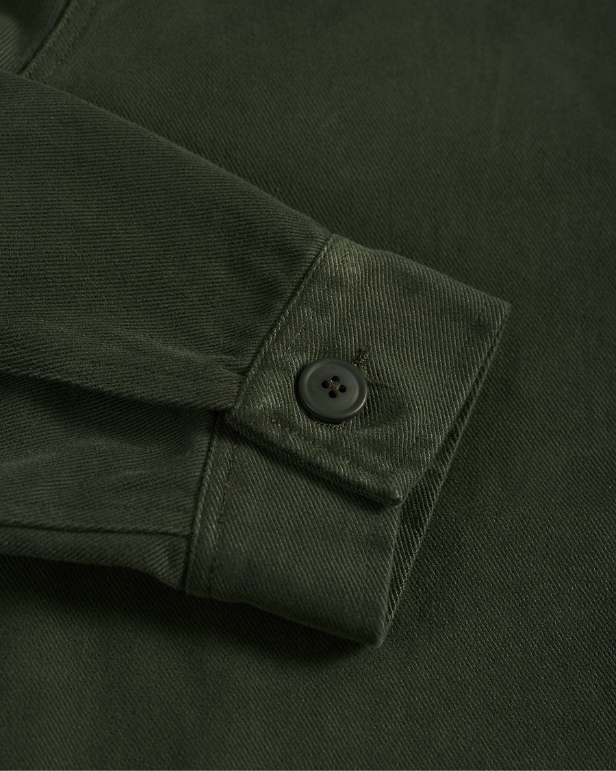 Herre | Skjorter | A Day's March | Sturdy Twill Patch Pocket Overshirt Forest