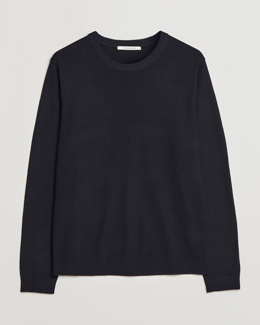 Herre | Gensere | A Day's March | Álagon Merino Crew Navy