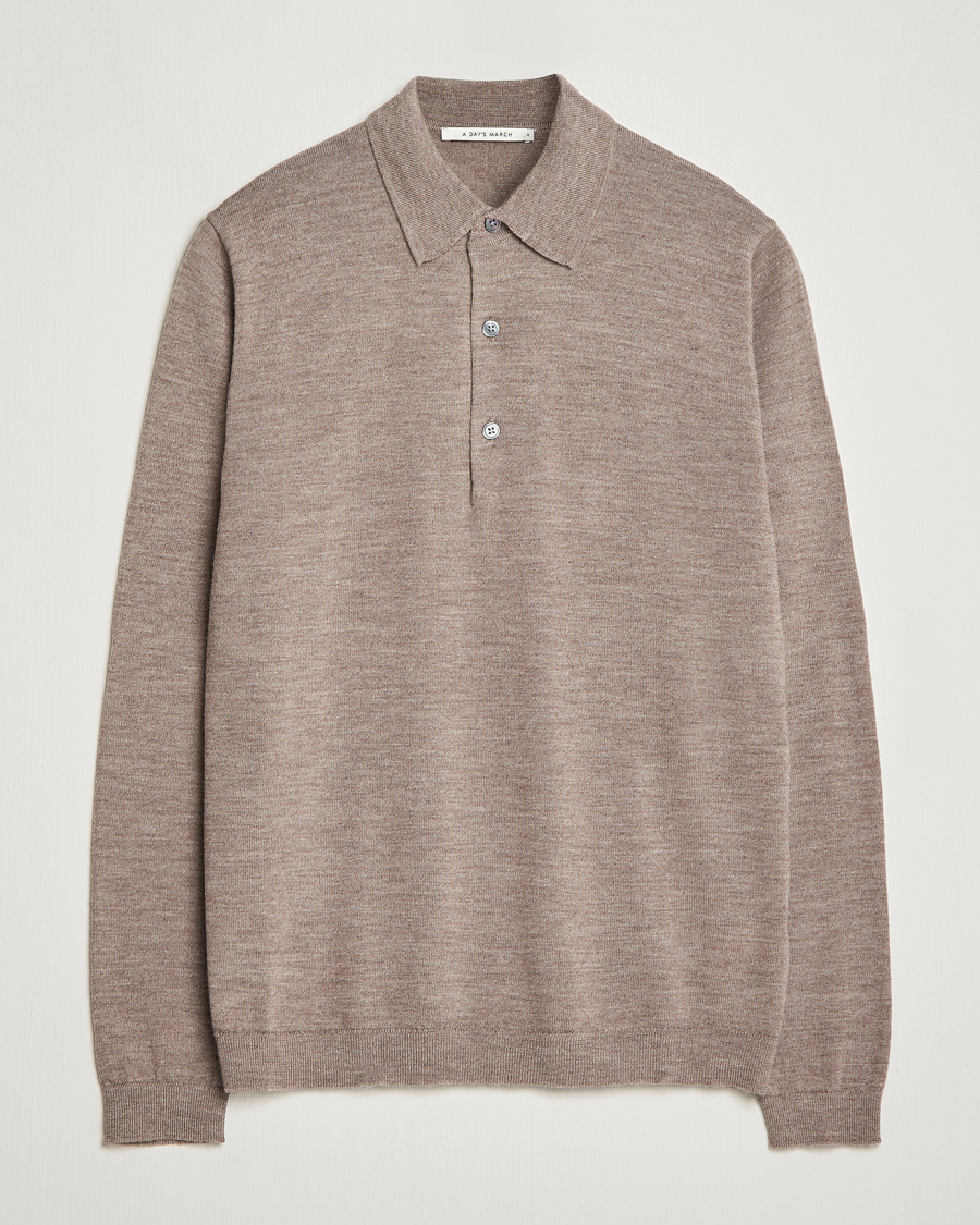 Herre | Gensere | A Day's March | Ambroz Merino Polo Taupe