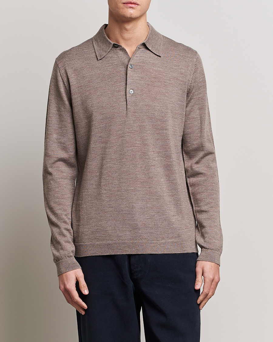 Herre | Snart på lager | A Day's March | Ambroz Merino Polo Taupe Melange