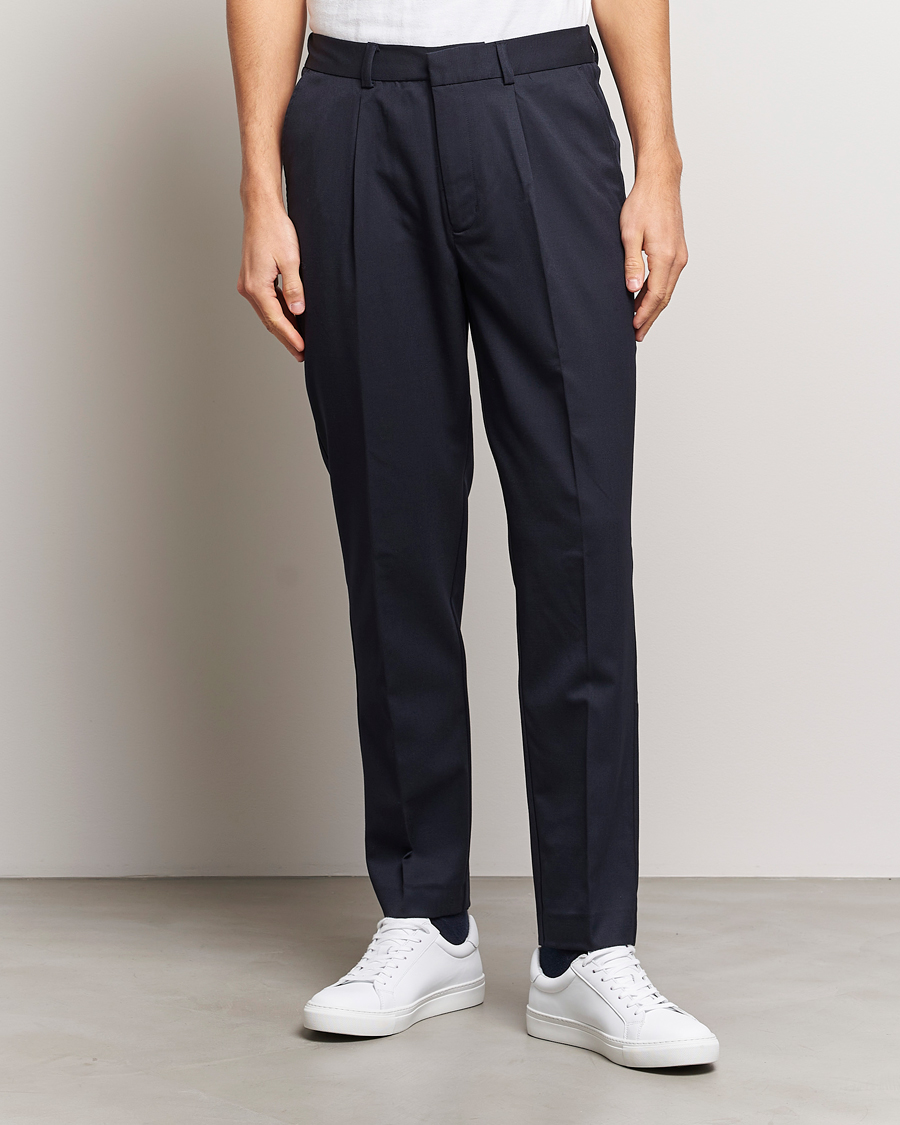 Herre | Bukser | A Day's March | Smart Trousers Wool Twill Navy
