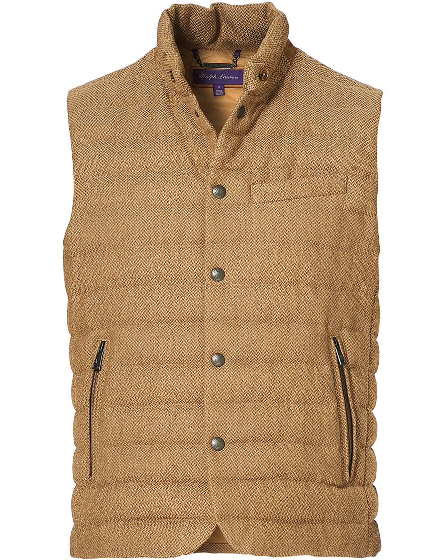 Herre | Jakker | Ralph Lauren Purple Label | Whitwell Wool Tweed Down Vest Classic Camel