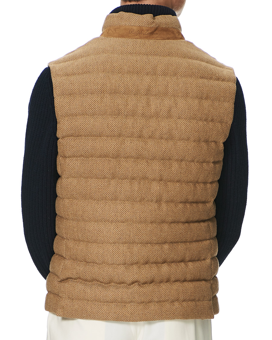 Herre | Jakker | Ralph Lauren Purple Label | Whitwell Wool Tweed Down Vest Classic Camel