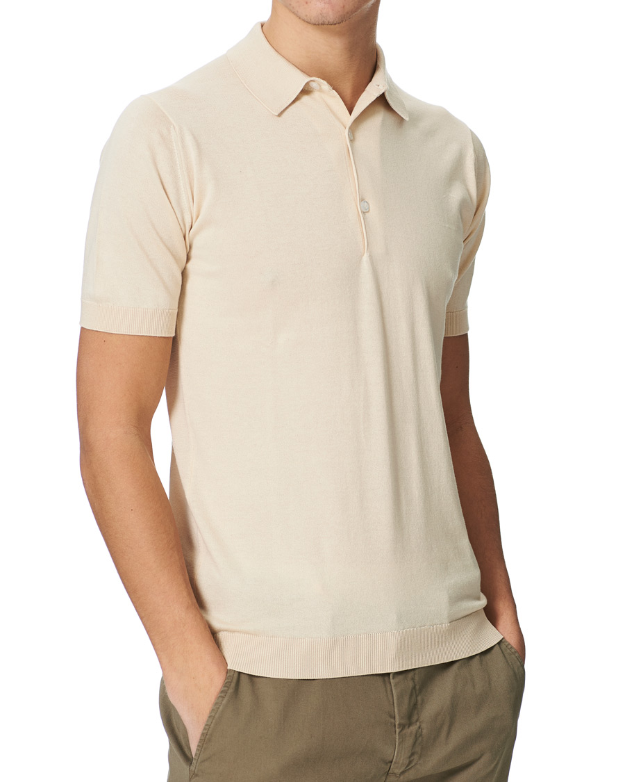 Herre | Pikéer | John Smedley | Adrian Slim Fit Sea Island Polo Ecru