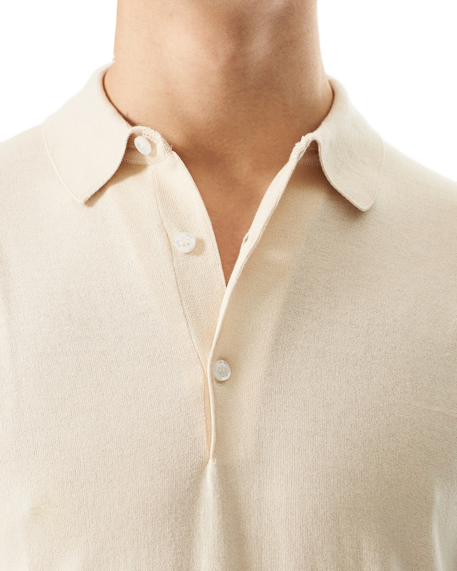 Herre | Pikéer | John Smedley | Adrian Slim Fit Sea Island Polo Ecru