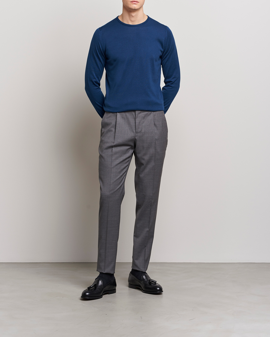 Herre | Gensere | John Smedley | Hatfield Sea Island Crew Neck Indigo