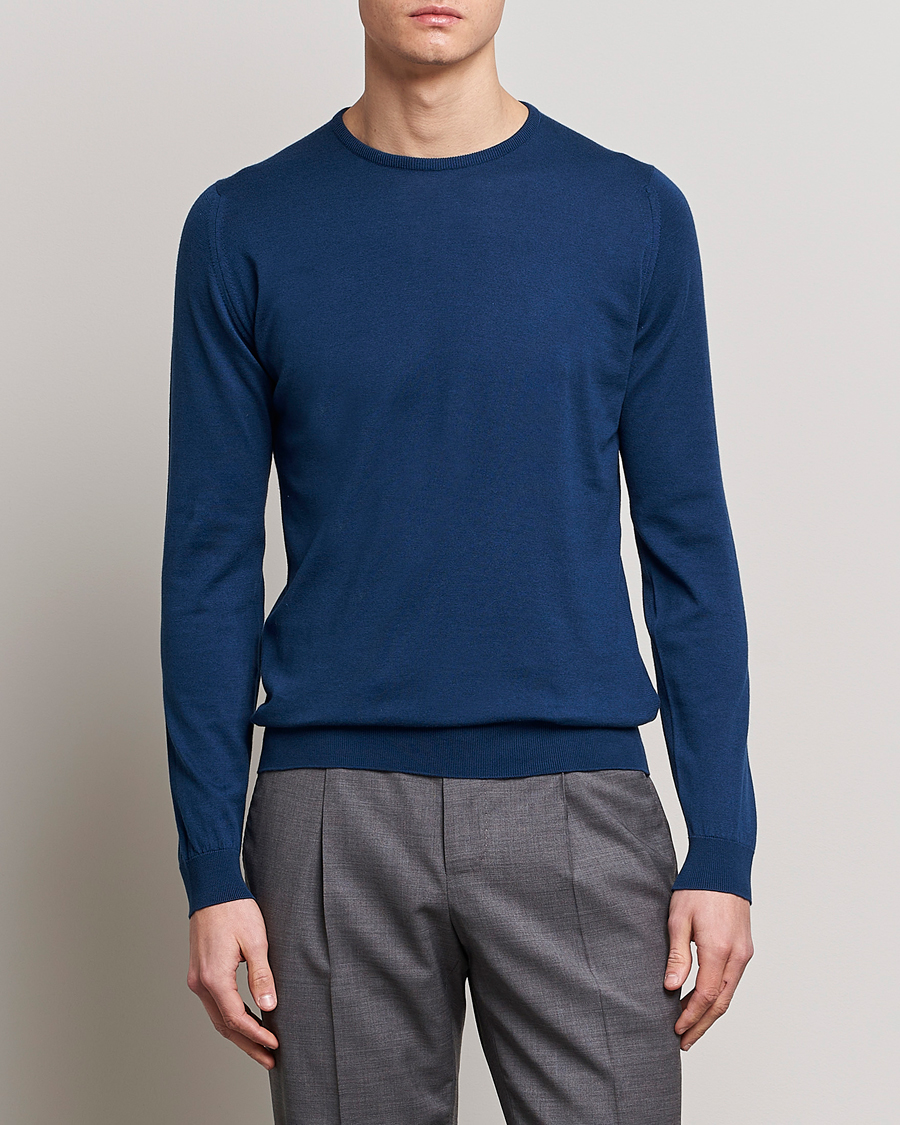 Herre | Gensere | John Smedley | Hatfield Sea Island Crew Neck Indigo