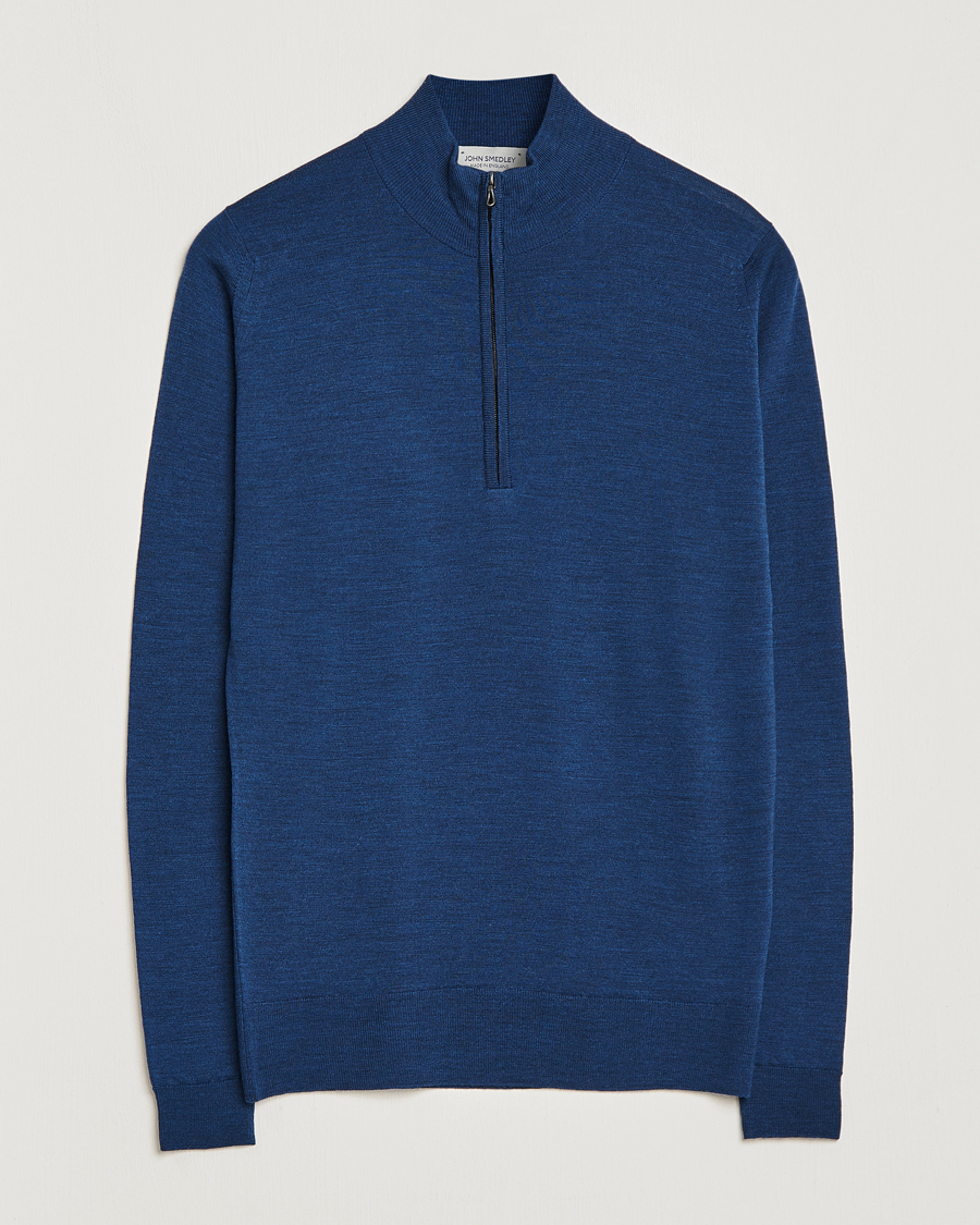 Herre | Gensere | John Smedley | Barrow Extra Fine Merino Half Zip Indigo