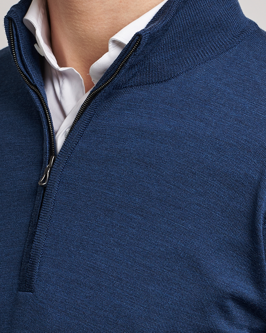 Herre | Gensere | John Smedley | Barrow Extra Fine Merino Half Zip Indigo