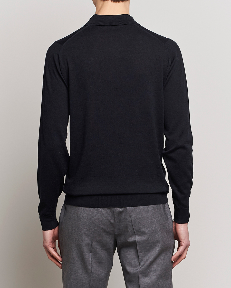 Herre | Gensere | John Smedley | Belper Wool/Cotton Polo Pullover Navy