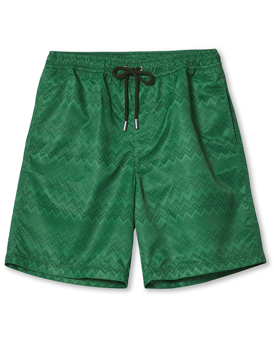 Herre | Badeshorts | Missoni | Tonal Zig Zag Swim Shorts Dark Green