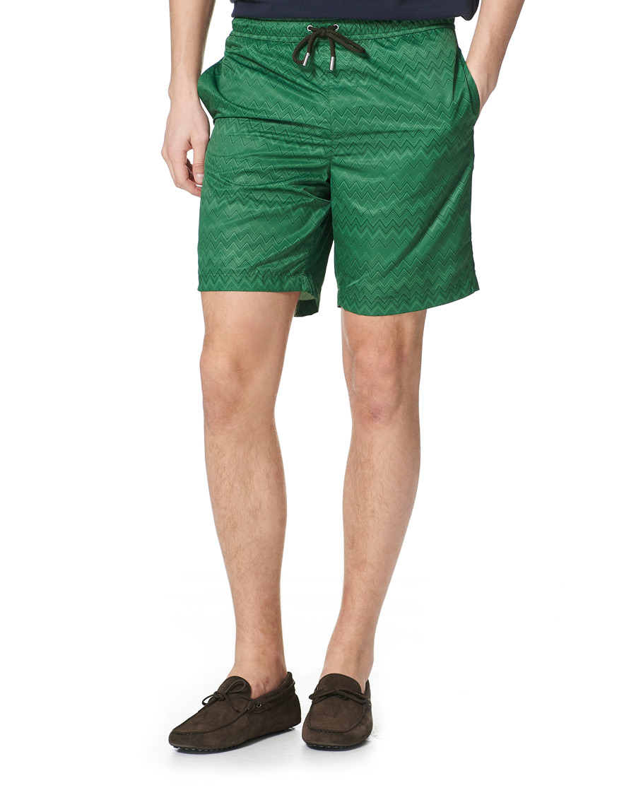 Herre | Badeshorts | Missoni | Tonal Zig Zag Swim Shorts Dark Green