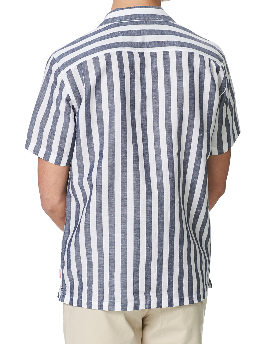 Herre | Skjorter | Orlebar Brown | Hibbert Linen/Cotton Short Sleeve Shirt Ink/Cloud