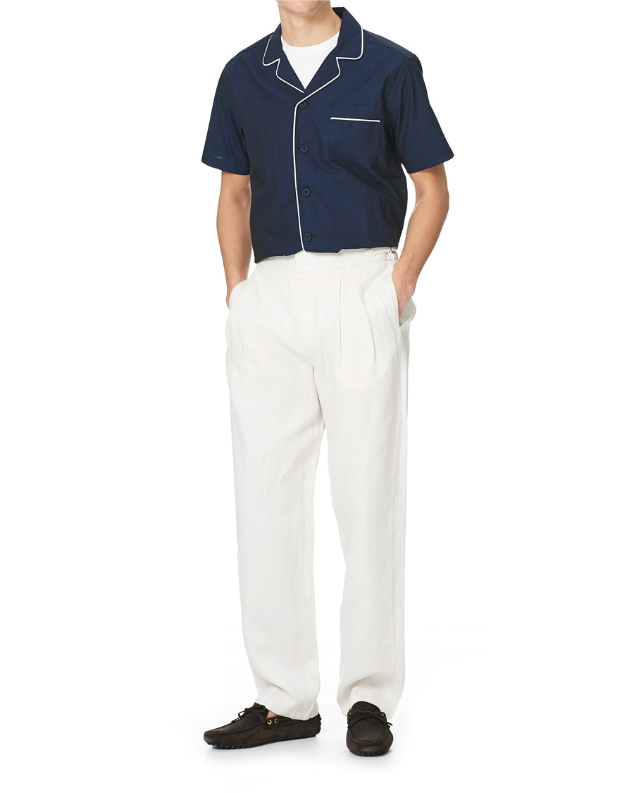 Herre | Bukser | Orlebar Brown | Lyford Relaxed Pleated Linen Trousers White Sand