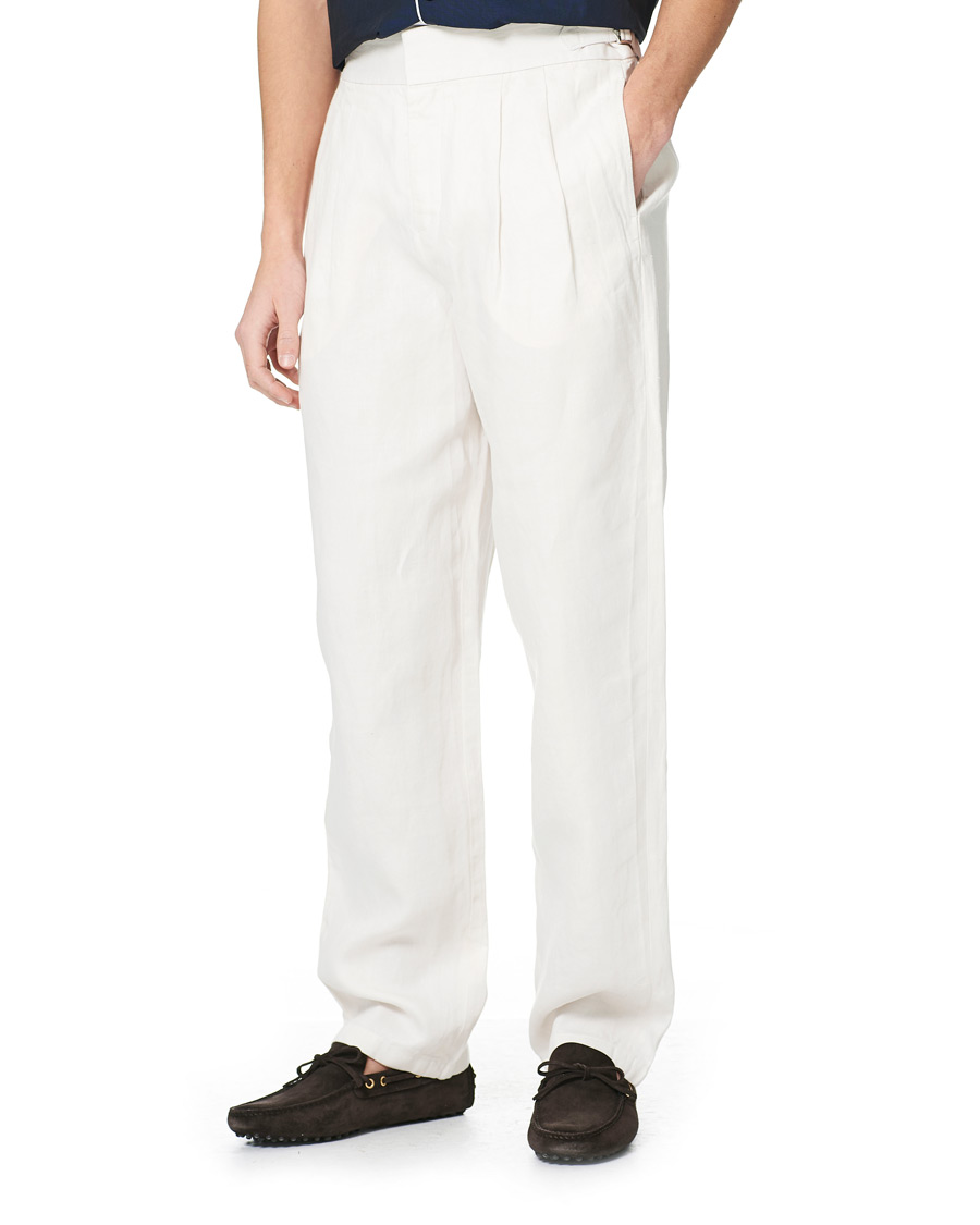 Herre | Bukser | Orlebar Brown | Lyford Relaxed Pleated Linen Trousers White Sand