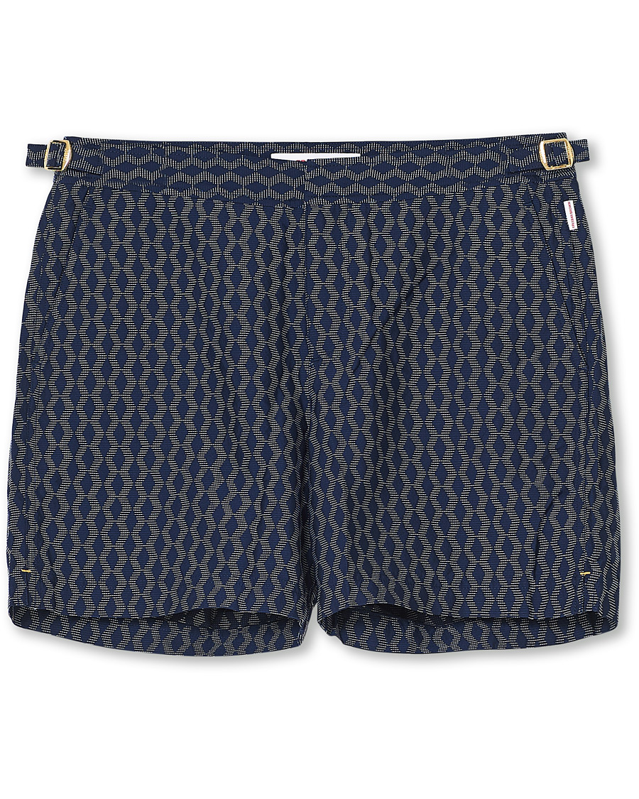 Herre | Badeshorts | Orlebar Brown | Bulldog X Jaquard Weave Swim Shorts Navy/Cloud